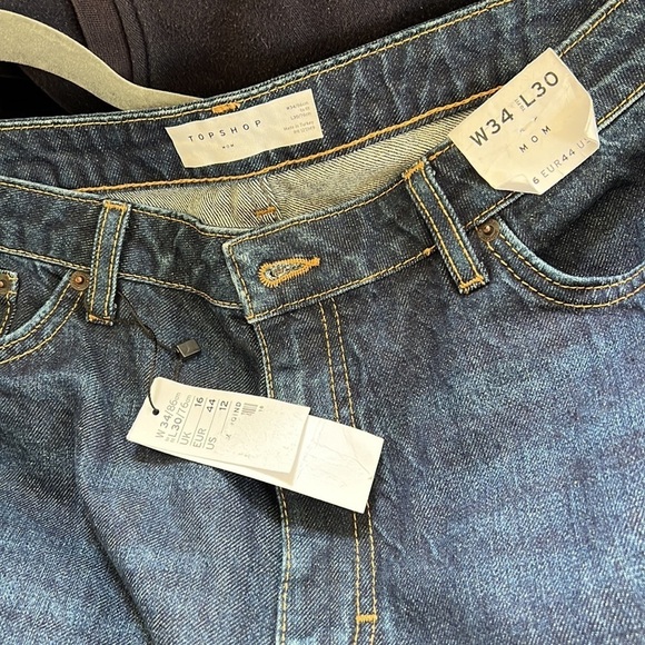 Topshop MOM DENIM Blue Hi Waist Tapered Leg Jeans 34W/30L Sz12 NWT - Picture 5 of 10